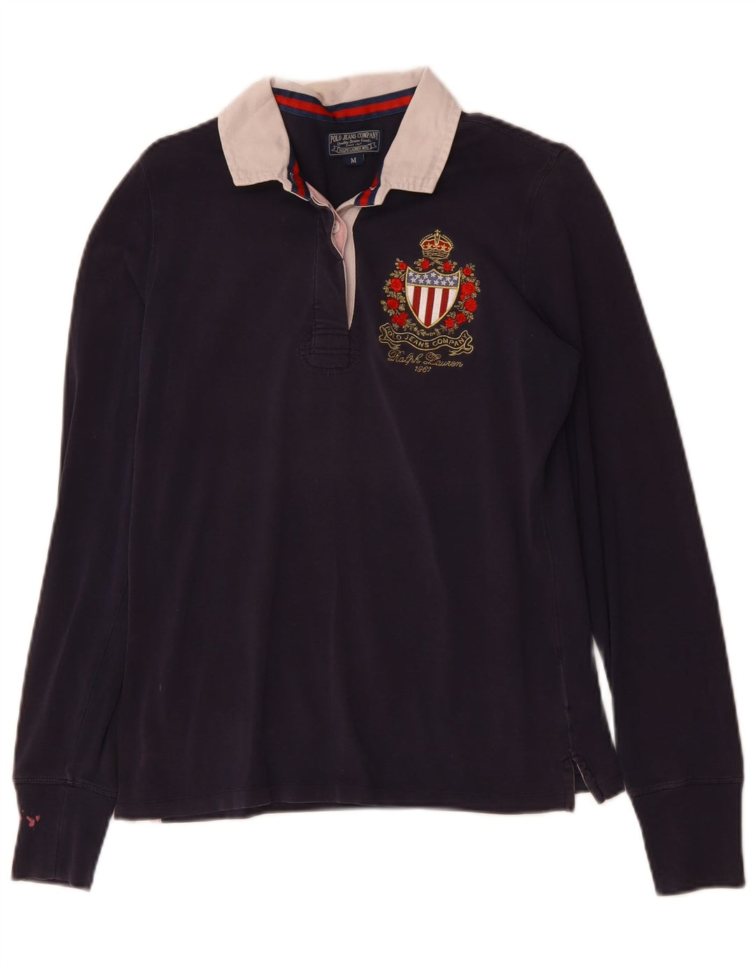 POLO RALPH LAUREN Polo à manches longues pour femme UK 12 Bleu marine moyen