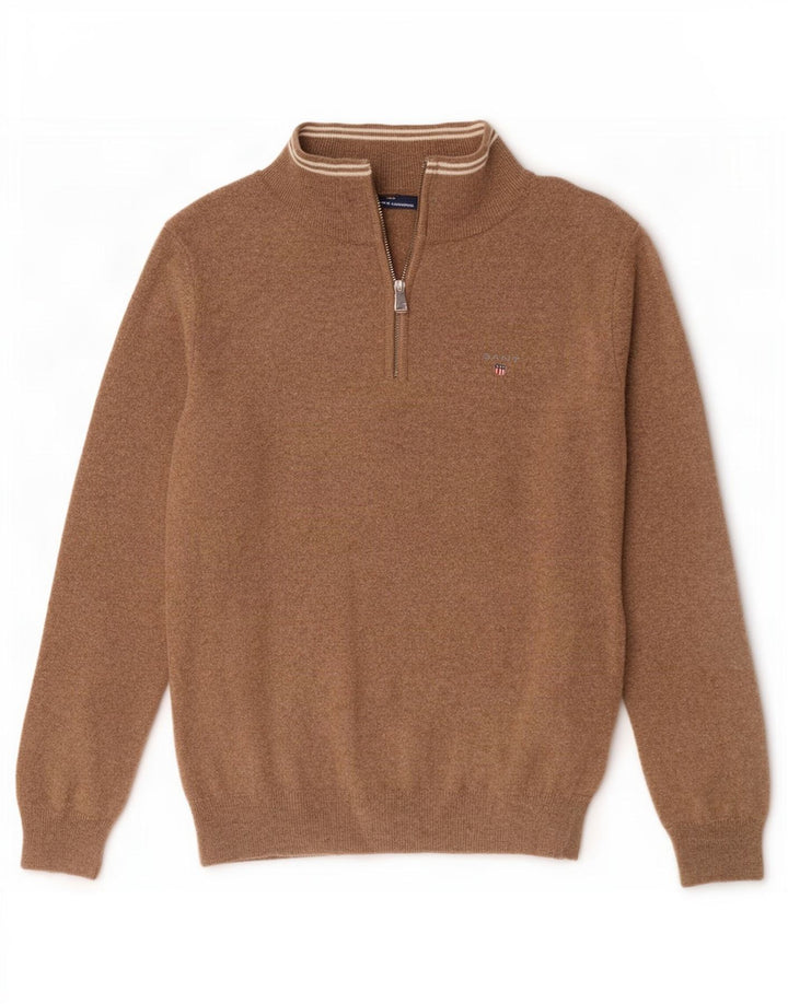 Gant Pull col zippé garçon 14-15 ans marron laine d'agneau