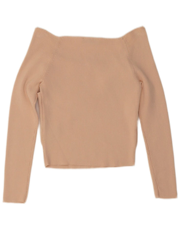 Zara Haut court à manches longues et épaules dénudées pour femme UK 14 Large Rose Viscose
