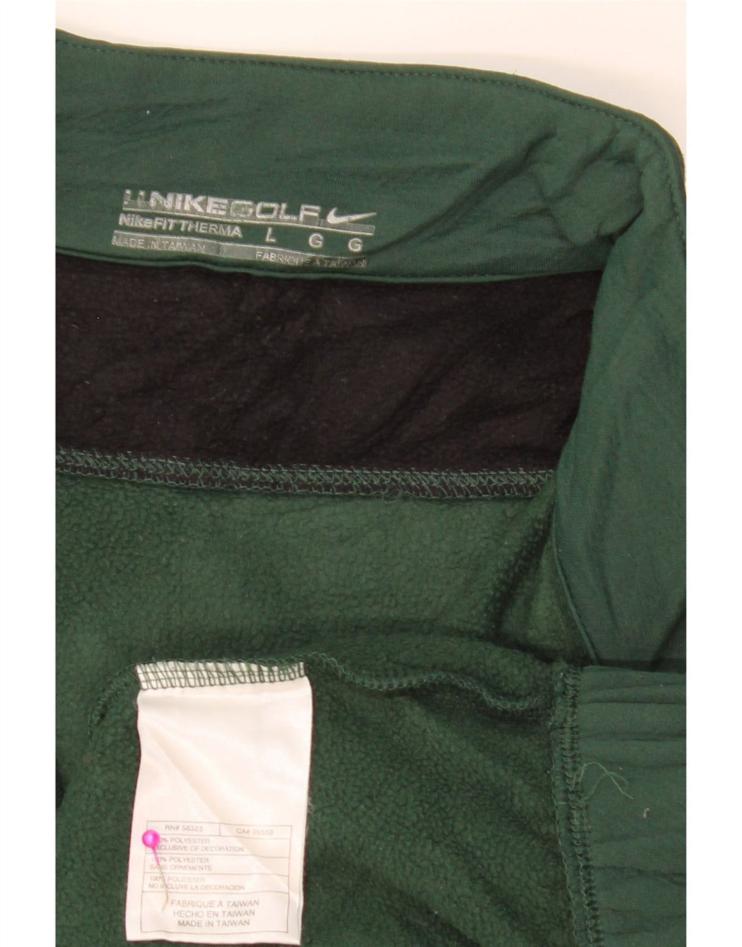NIKE Sweat-shirt à col zippé pour homme Large Vert Colorblock Polyester