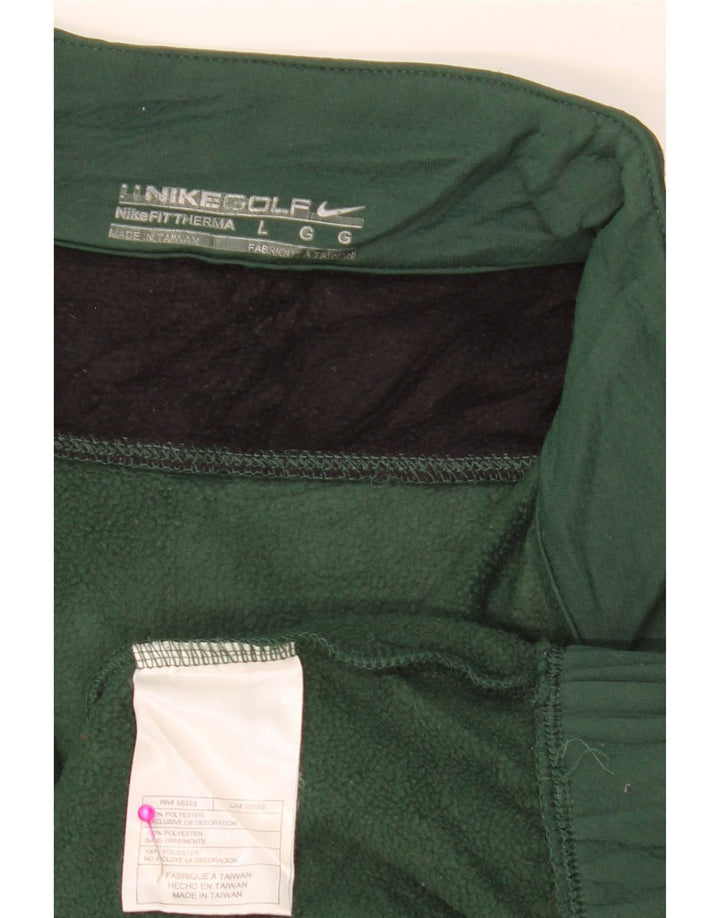 NIKE Sweat-shirt à col zippé pour homme Large Vert Colorblock Polyester