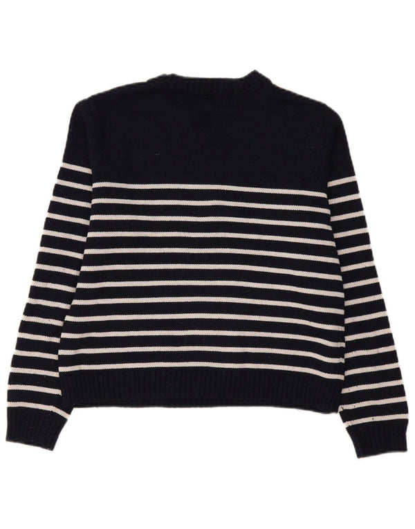 Zara Pull court à col rond pour femme UK 14 Bleu marine moyen rayé