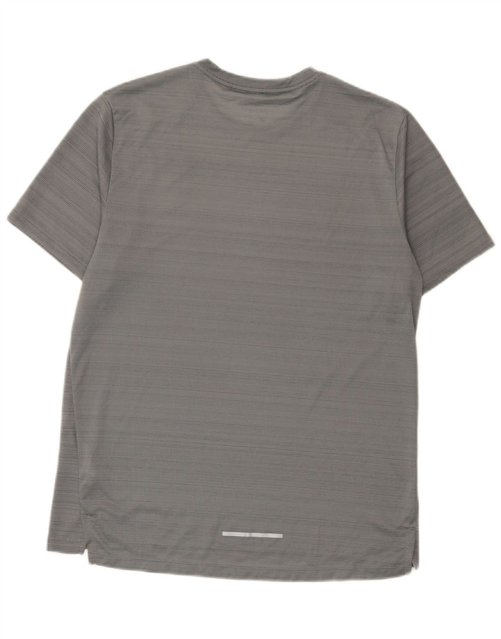 Nike T-shirt Dri Fit pour homme en polyester à fines rayures gris moyen