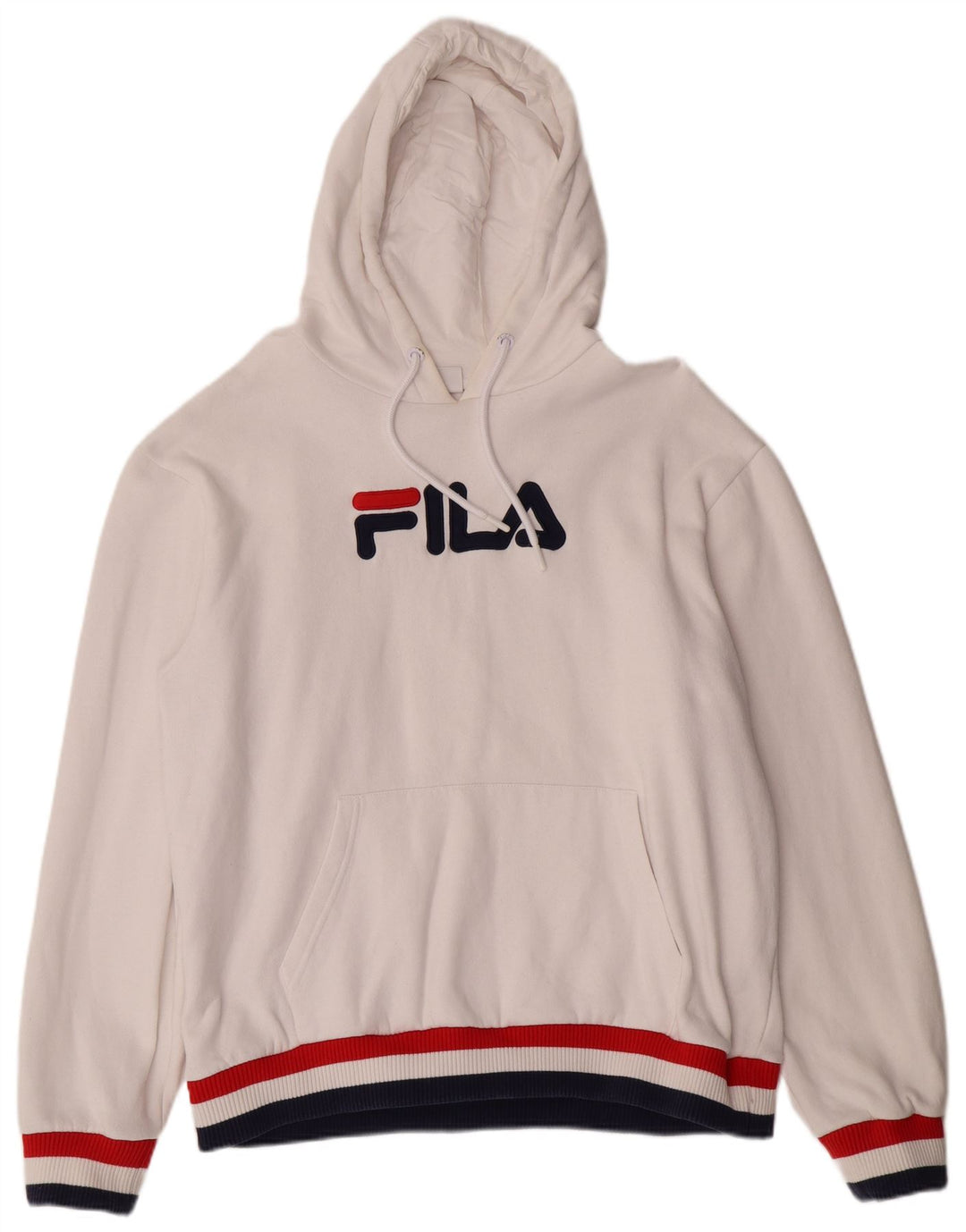 FILA Pull à capuche graphique XL homme blanc coton