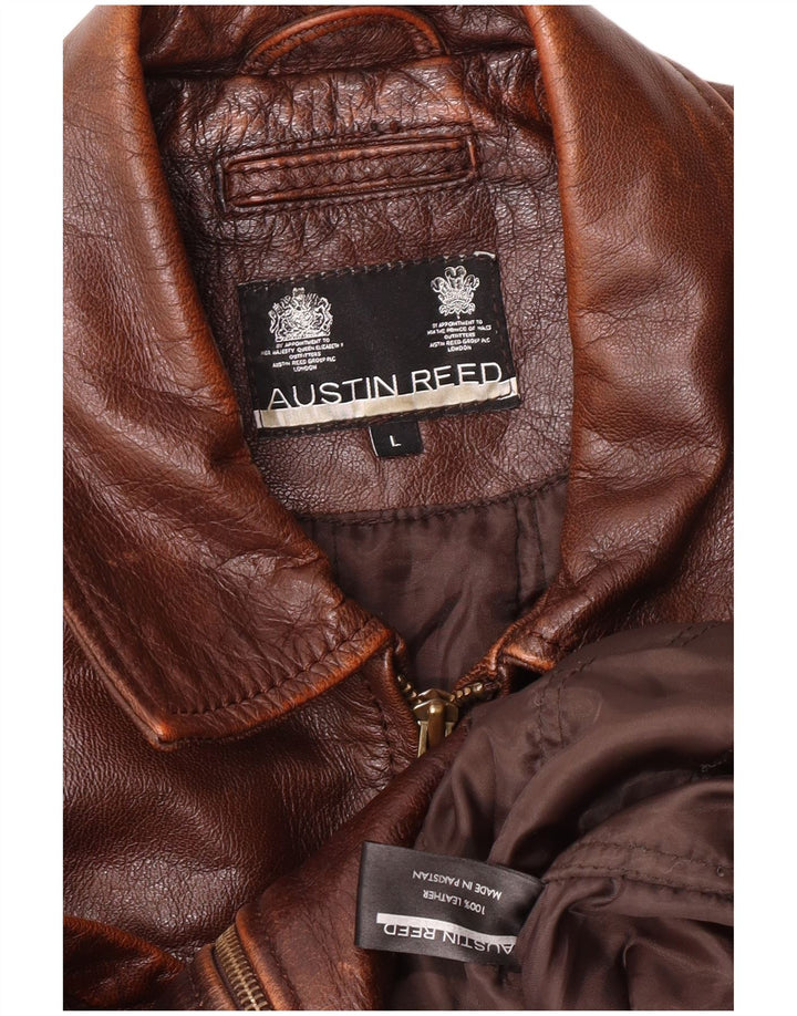 Austin Reed Veste en cuir pour homme UK 40 Grand cuir marron