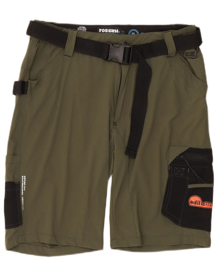 vintage Mens Graphic Cargo Shorts Grand W34 Kaki Colourblock