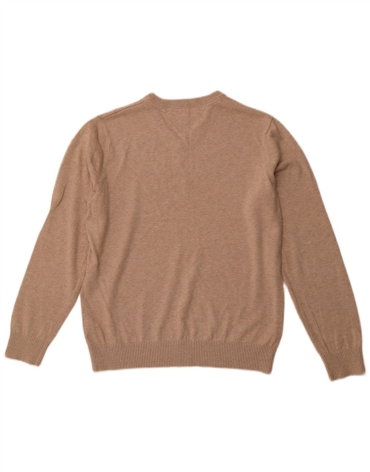 TOMMY HILFIGER Pull Col V Homme Beige Moyen Coton