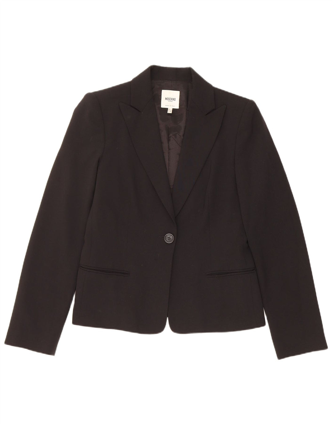 Moschino Veste blazer à 1 bouton pour femme UK 14 Noir moyen Polyester