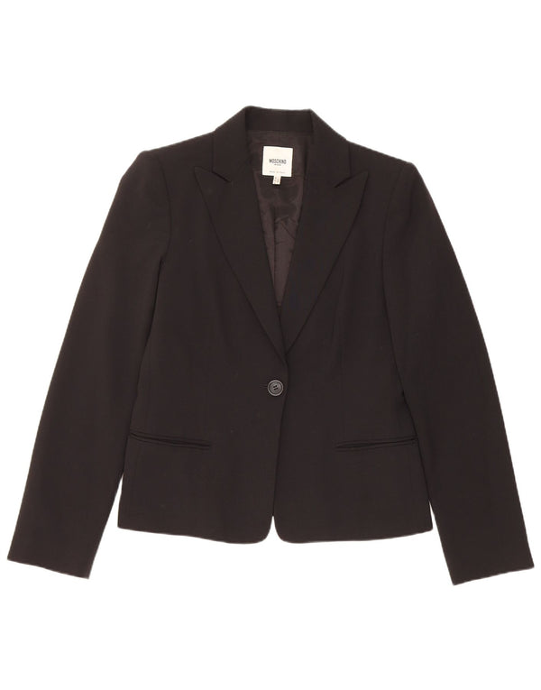 Moschino Veste blazer à 1 bouton pour femme UK 14 Noir moyen Polyester