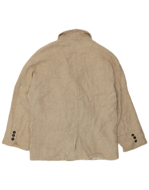 Zara Veste Blazer Double Boutonnage Femme UK 14 Lin Beige Moyen