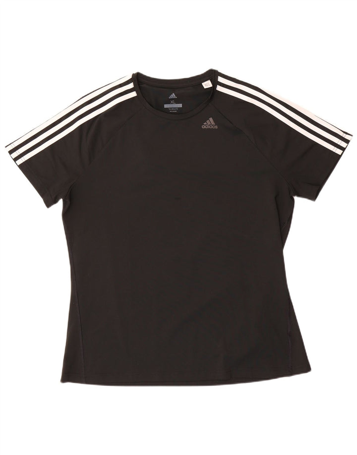 ADIDAS Femmes Climalite T-Shirt Top UK 20/22 XL Noir Polyester