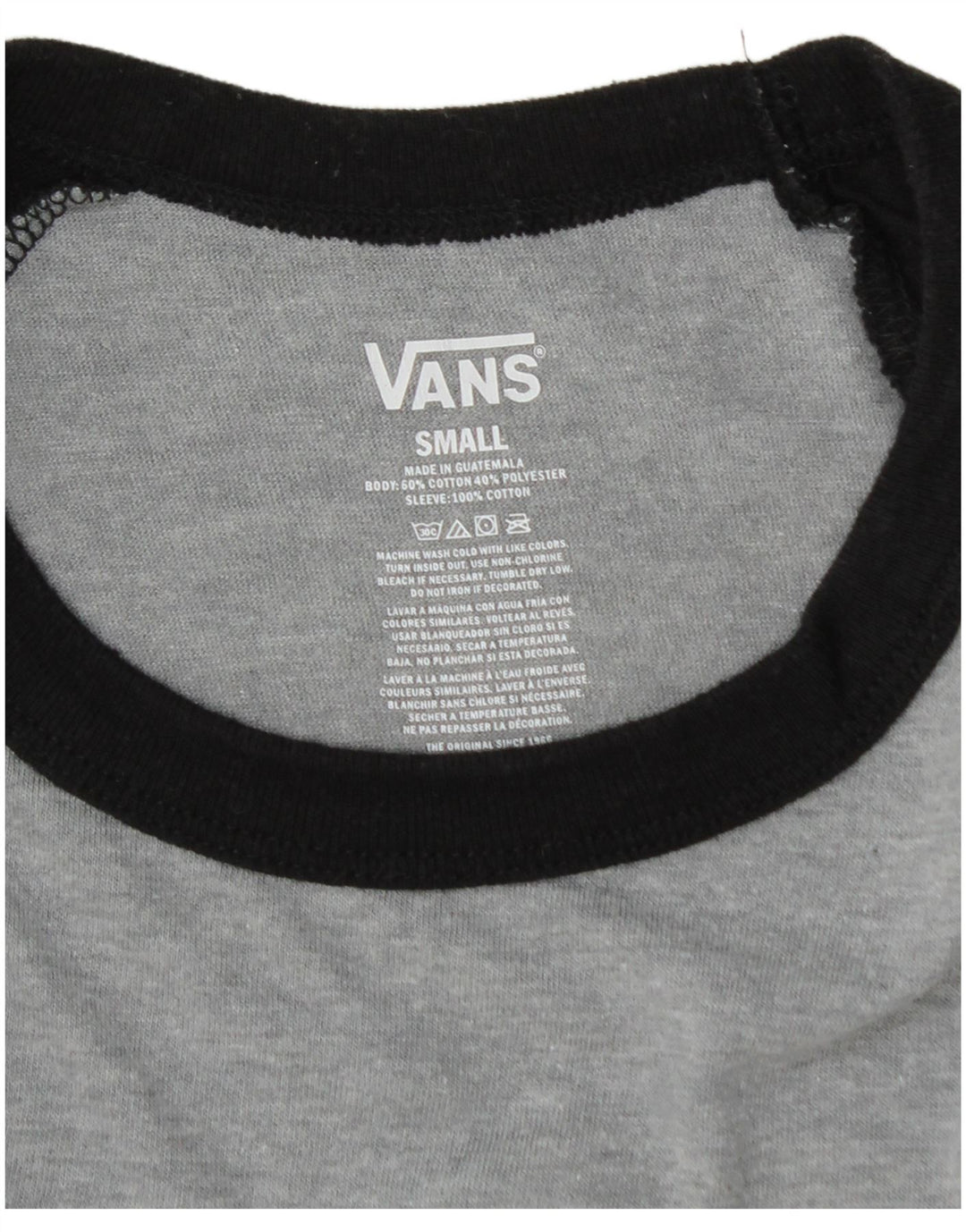 Vans Haut graphique à manches 3/4 pour hommes, petit coton gris