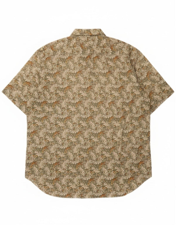 vintage Chemise à manches courtes pour hommes Taille 44 17 1/2 XL Coton floral vert