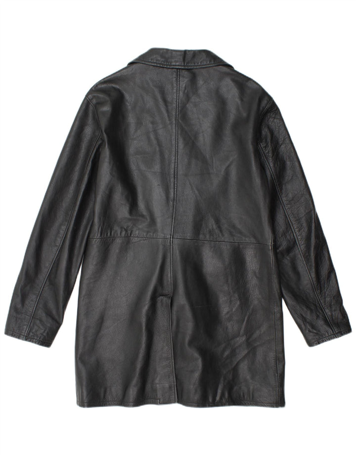 VINTAGE Manteau en cuir femme UK 18 XL Cuir noir