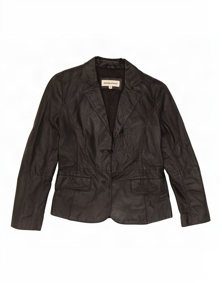 Terranova Veste blazer en cuir à 2 boutons pour femme UK 10 Petit Noir