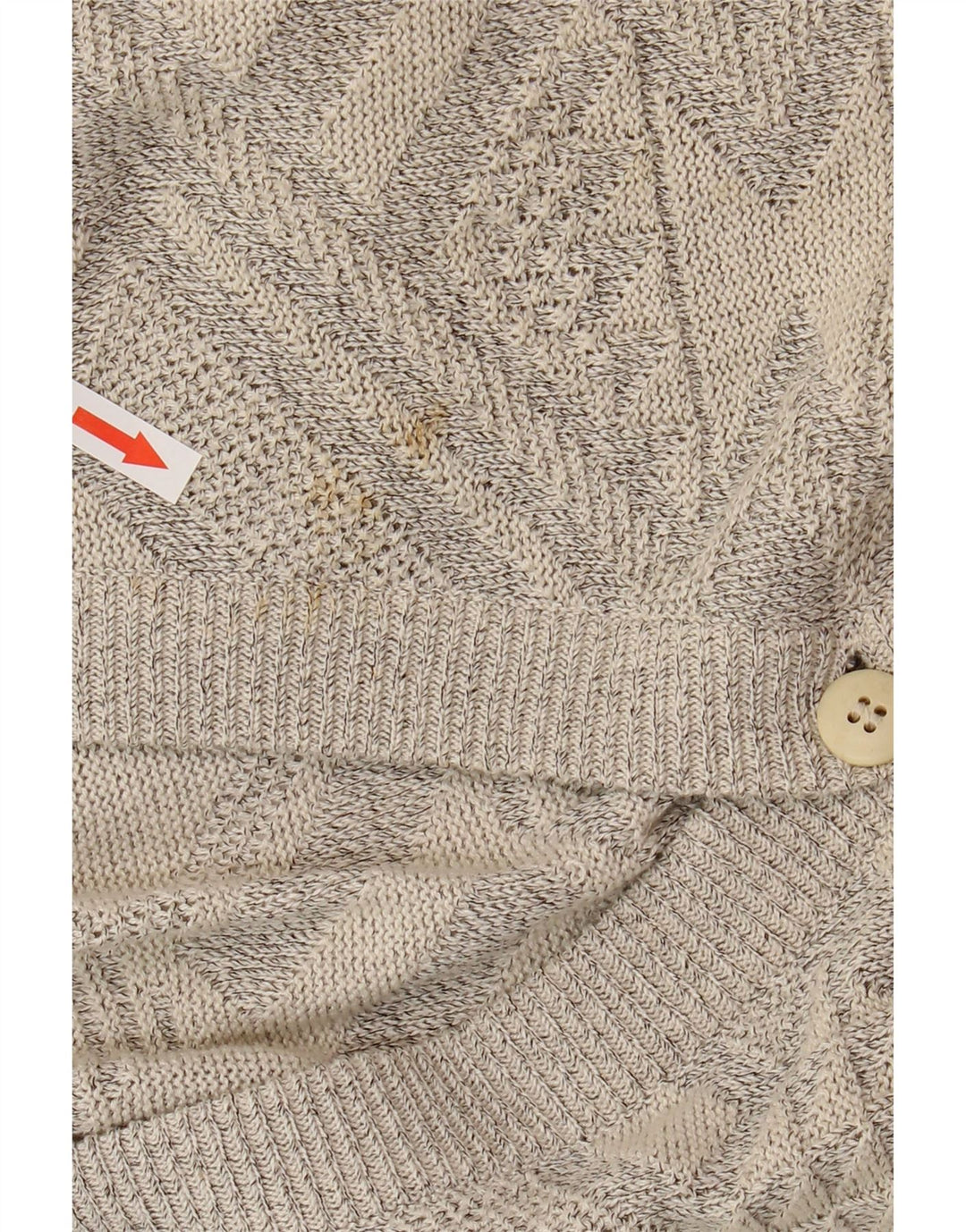 VINTAGE Homme Cardigan Pull Grand Gris Géométrique Coton