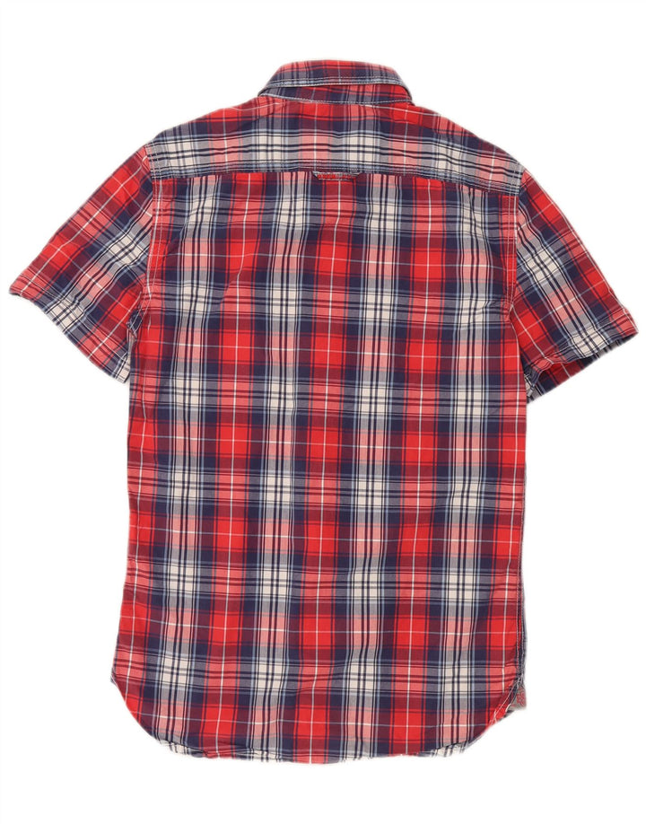 Superdry Chemise à Manches Courtes Homme Petit Carreau Rouge Coton
