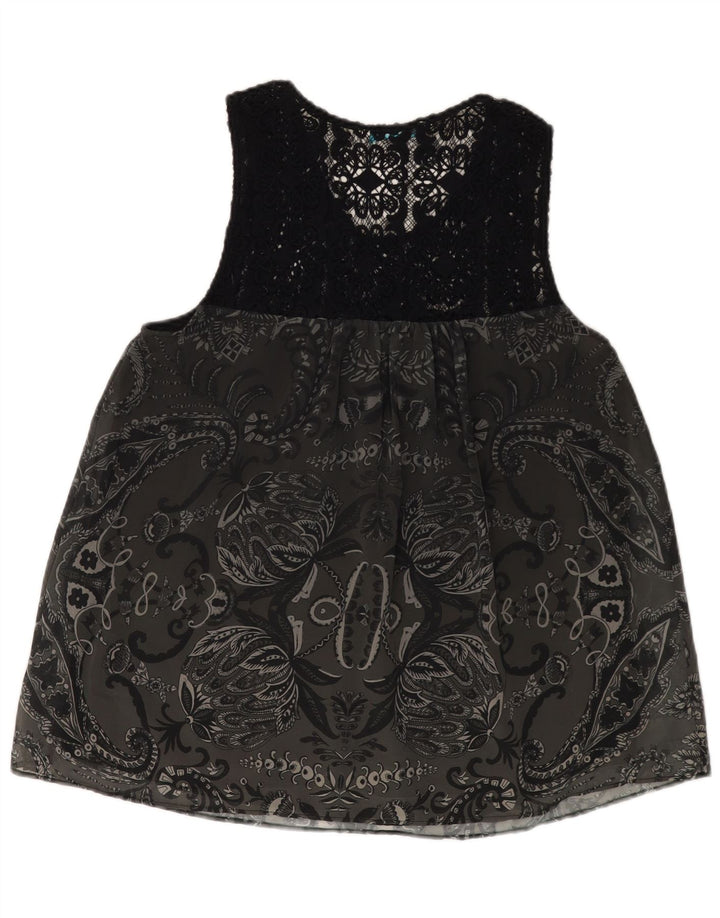 DESIGUAL Chemisier graphique sans manches pour femme UK 18 XL Gris Paisley