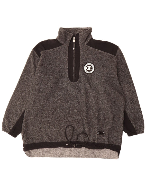 Champion Sweat-shirt à col zippé pour homme, en polyester moucheté, grand gris