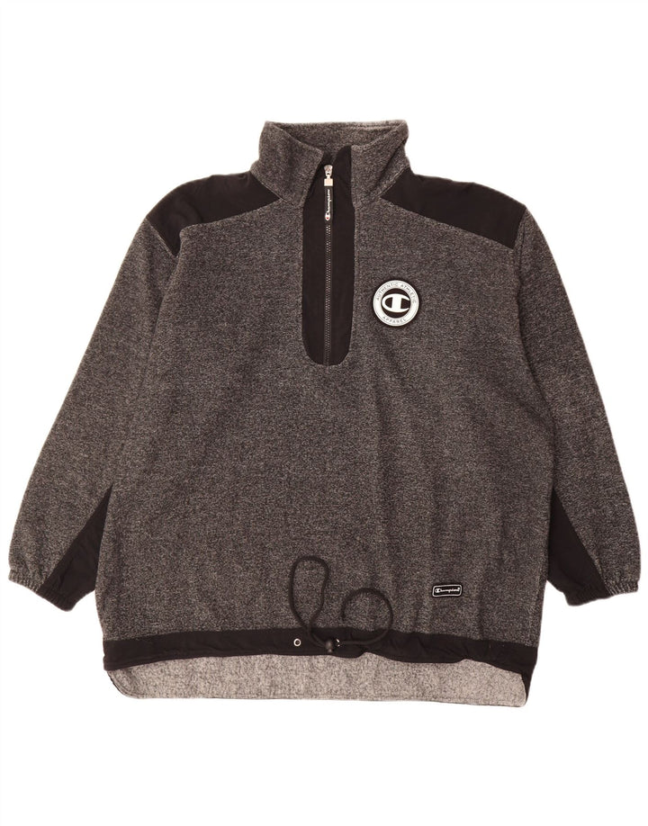 Champion Sweat-shirt à col zippé pour homme, en polyester moucheté, grand gris