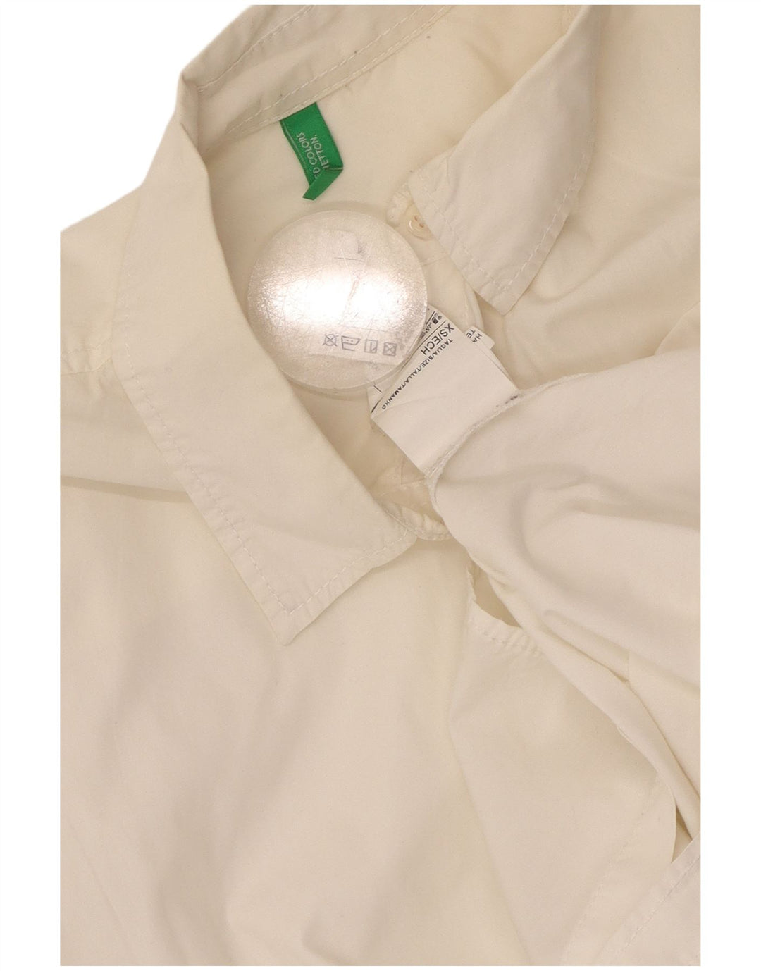 BENETTON Chemise surdimensionnée pour femme UK 6 XS Blanc Coton