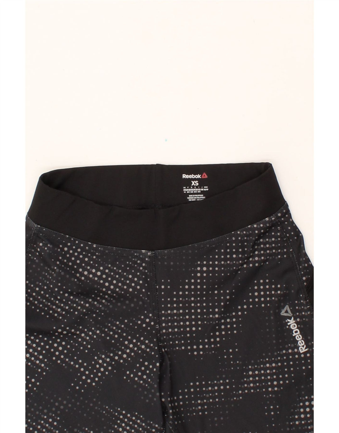 REEBOK Womens Capri Leggings UK 4 XS  Black Spotted Polyester Vintage Reebok and Second-Hand Reebok from Messina Hembry 