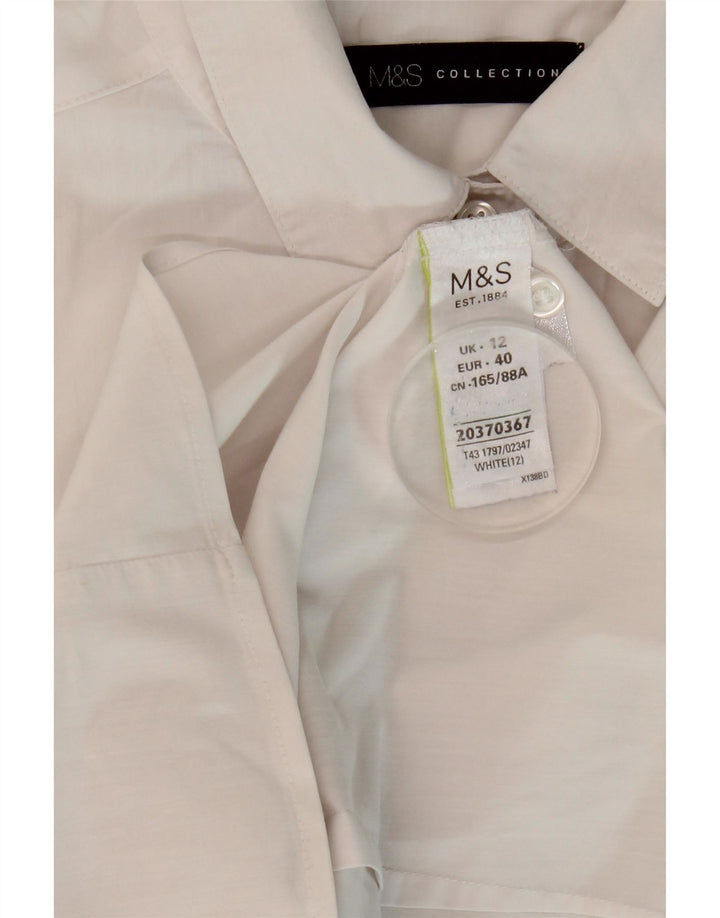 Marks & Spencer Chemise à manches courtes pour femme UK 12 Coton blanc moyen