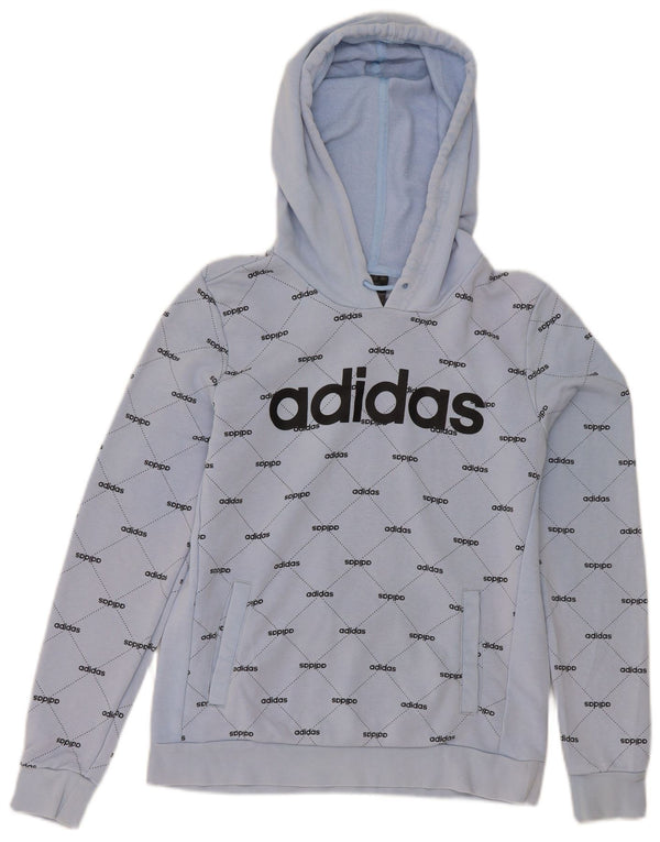 Adidas Pull à capuche graphique pour femme UK 10 Petit Bleu Coton