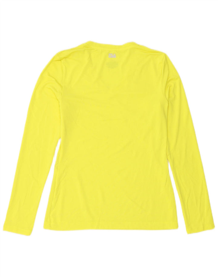 Fila Femme Top Manches Longues UK 10 Petit Jaune Polyester