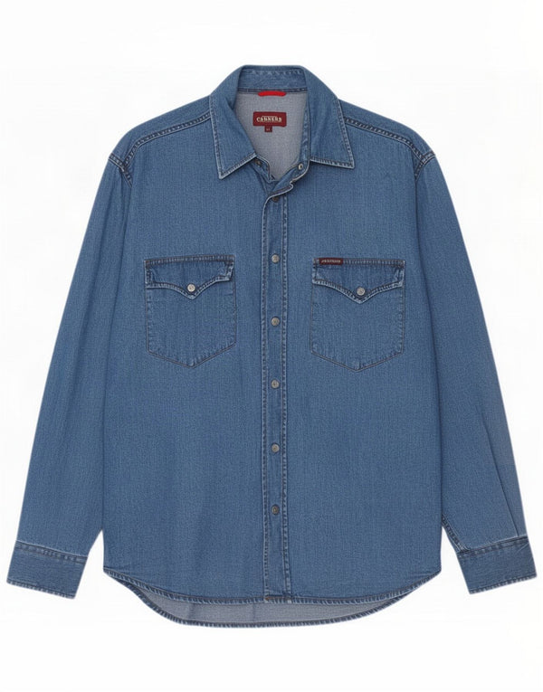 Chemise en jean Carrera pour homme en coton bleu moyen