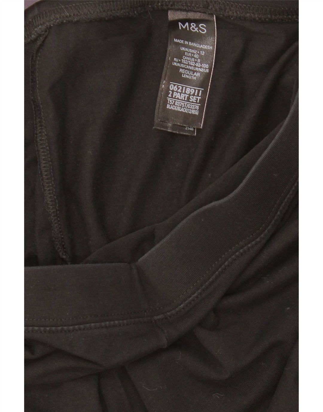 Marks & Spencer Leggings Femme UK 12 Coton Noir Moyen