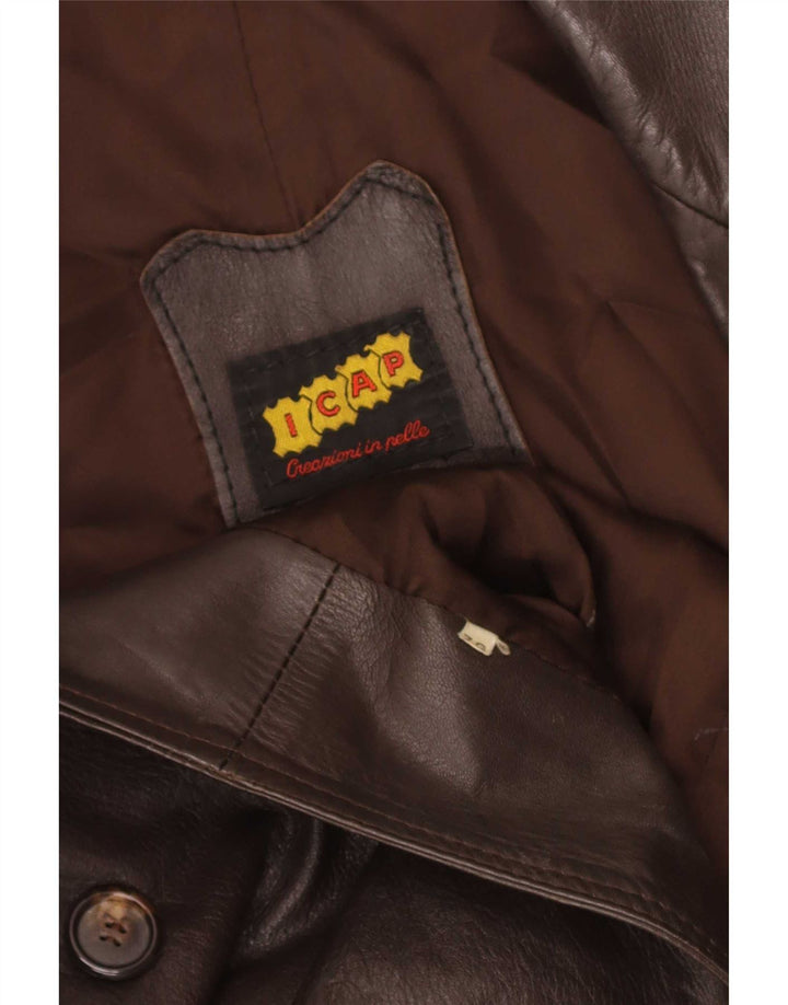 manteau en cuir homme vintage UK 38 Brun moyen