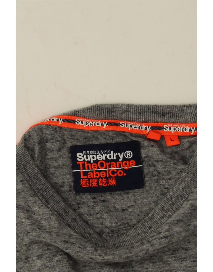 Superdry Haut à manches longues en coton moucheté gris pour homme