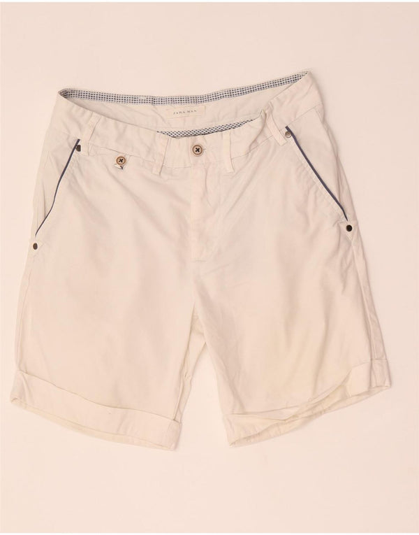 Zara Mens Chino Shorts EU 38 Small W30 White Cotton