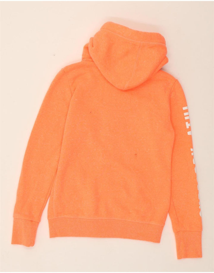 SUPERDRY Pull à capuche zippé graphique pour femme UK 10 Petit Orange Moucheté