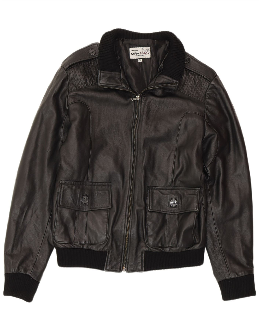 MIRA FURS Veste en cuir militaire pour homme IT 52 XL Cuir noir