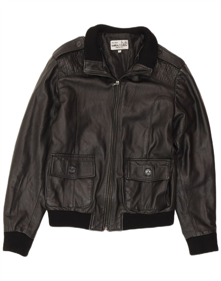 MIRA FURS Veste en cuir militaire pour homme IT 52 XL Cuir noir