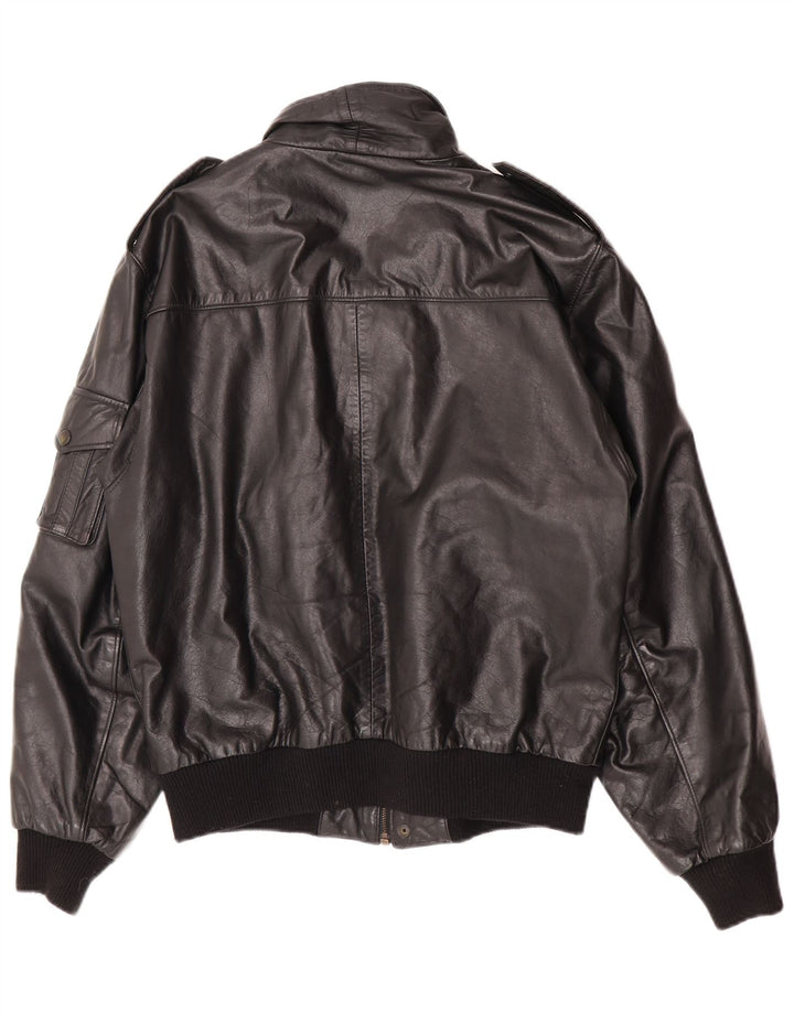 Paragon Veste en cuir militaire pour homme UK 40 Grand cuir noir