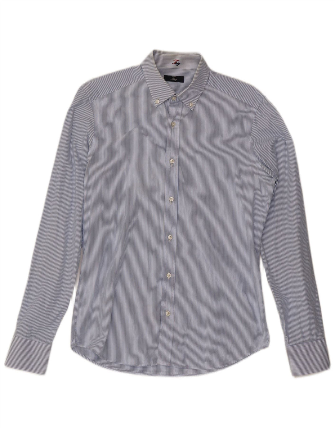 Fay Chemise Homme Taille 39 15 1/2 Coton Rayé Bleu Moyen