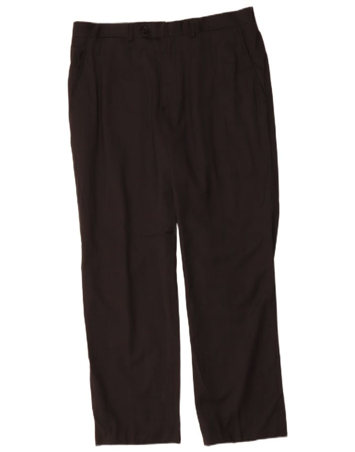 MASSIMO DUTTI Pantalon de costume droit pour homme EU 42 Large W32 L32 Laine noire