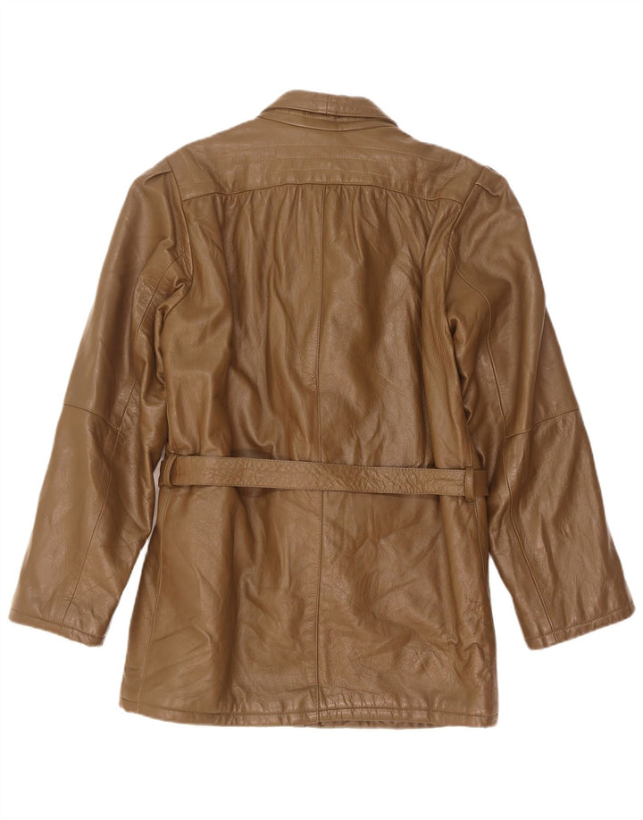 veste en cuir femme vintage IT 42 Kaki moyen