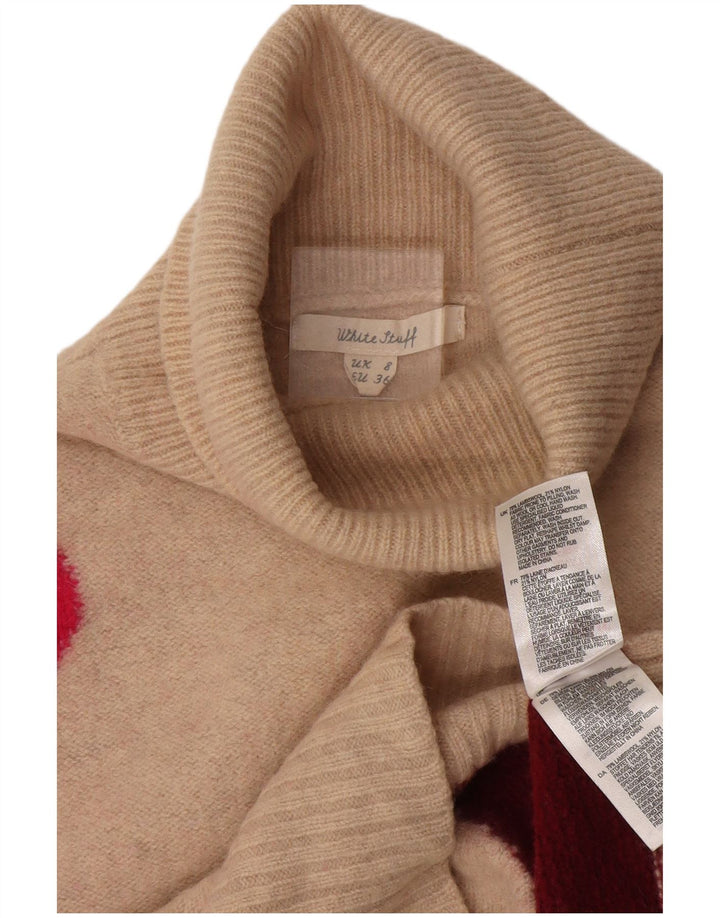 White Stuff Pull col roulé pour femme UK 8 Small Beige Colourblock