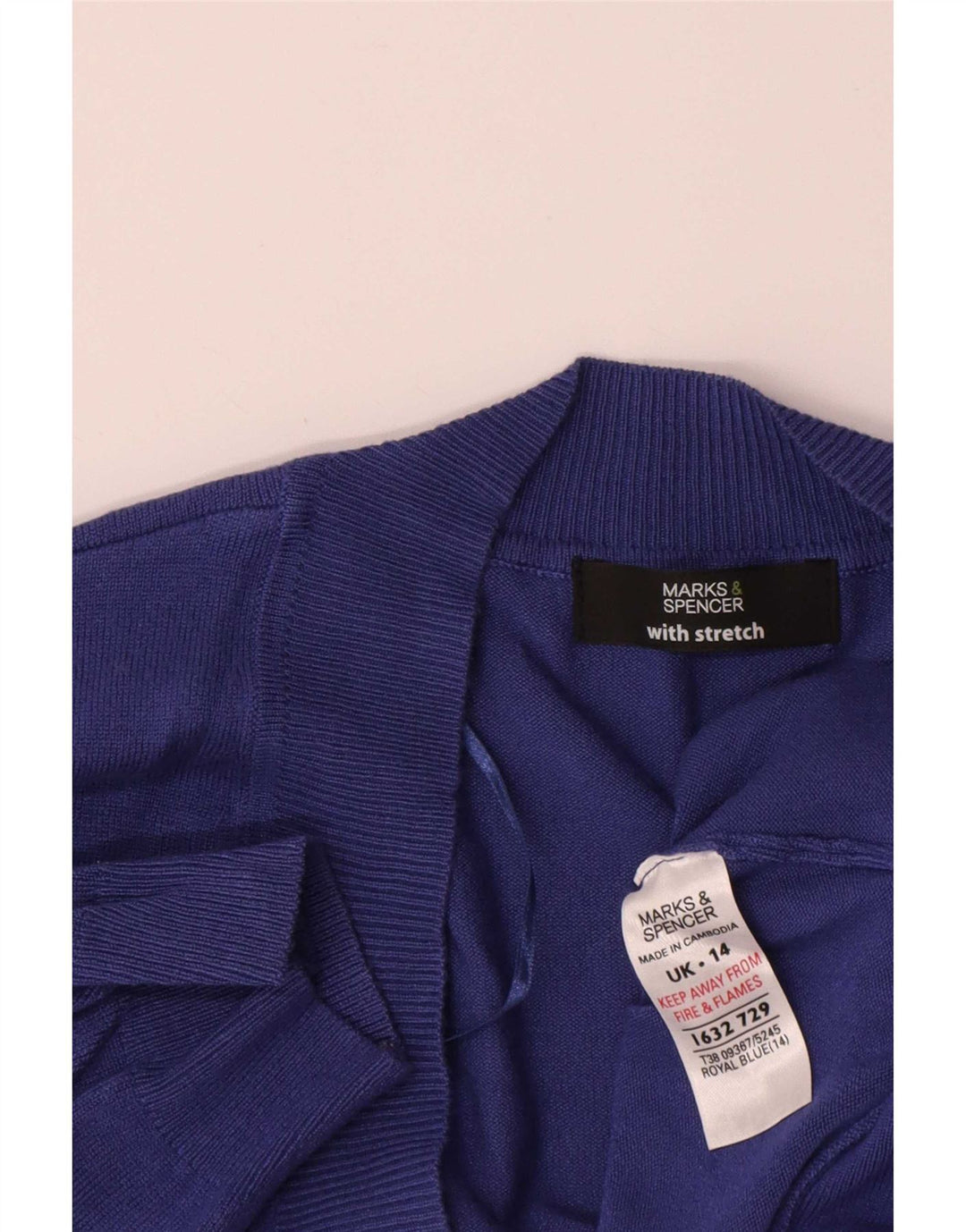 Marks & Spencer Pull cardigan à manches courtes pour femme UK 14 Bleu marine moyen