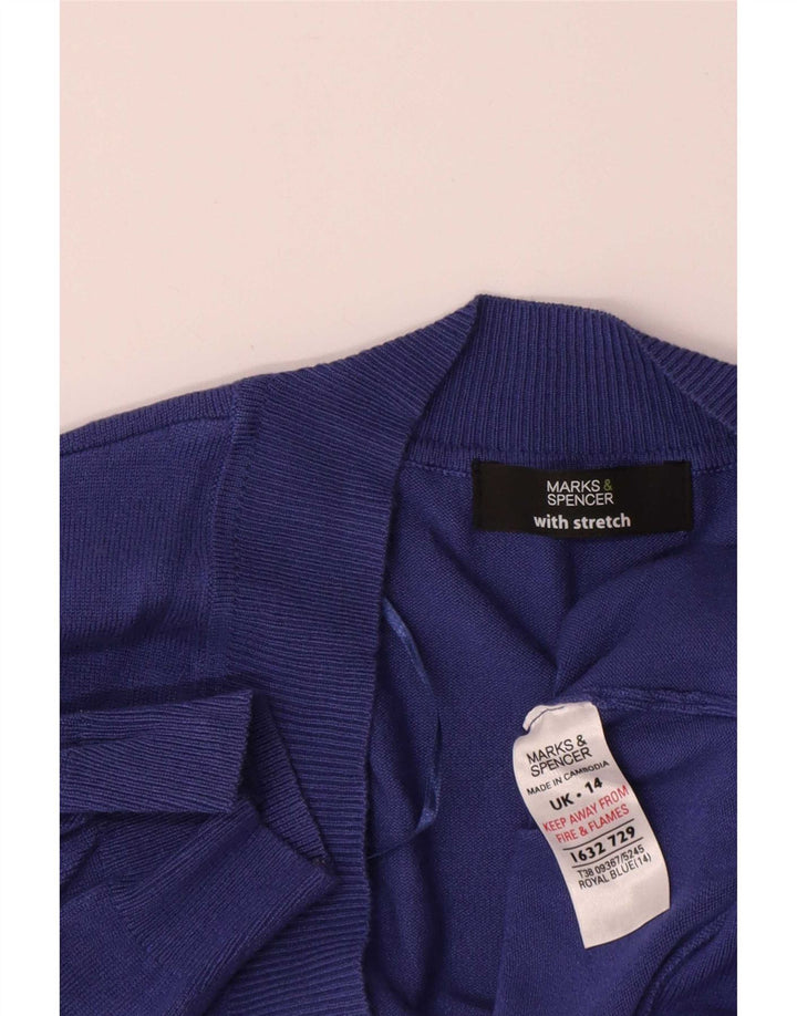 Marks & Spencer Pull cardigan à manches courtes pour femme UK 14 Bleu marine moyen