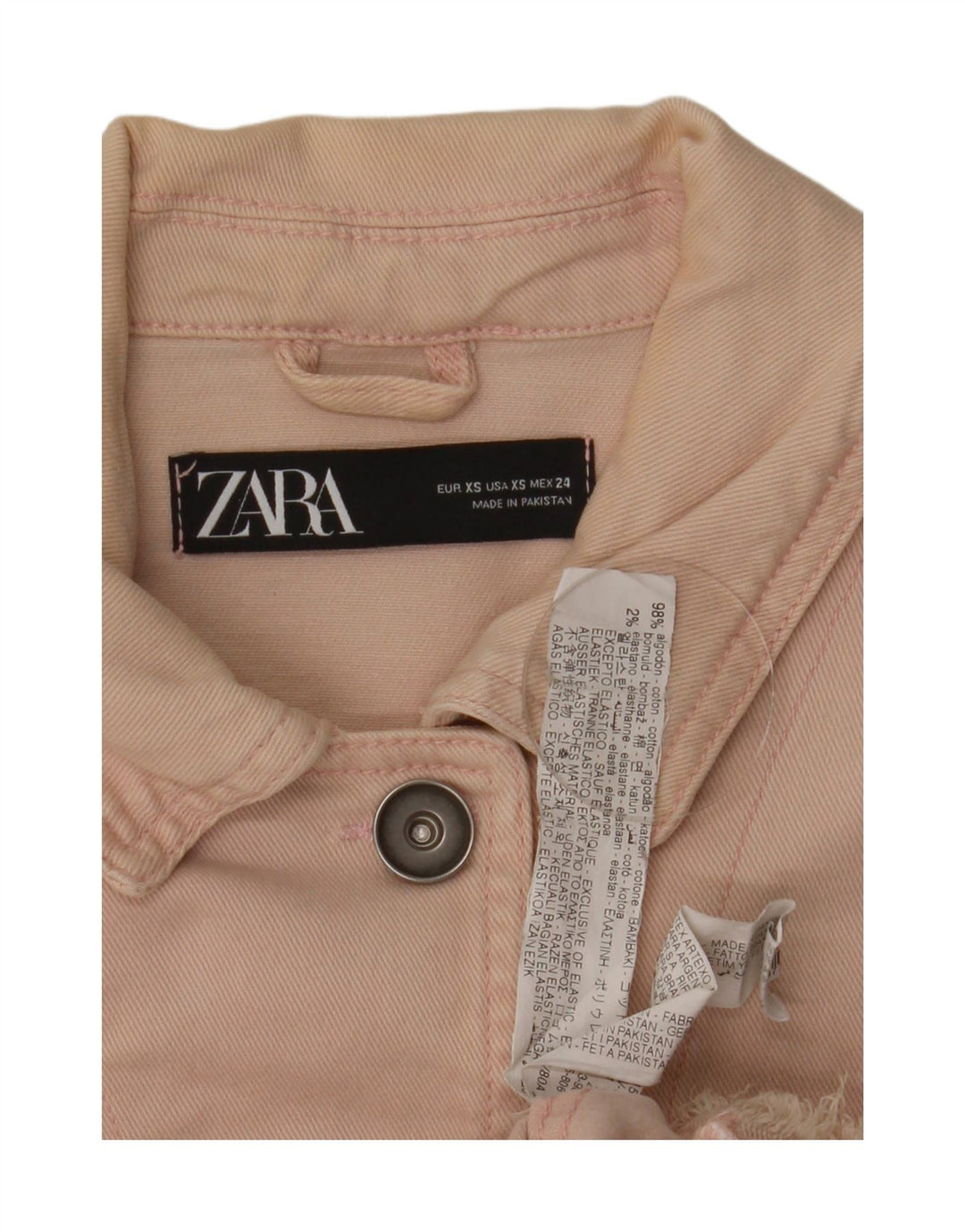 Zara Veste en jean surdimensionnée pour femme UK 6 XS Coton rose