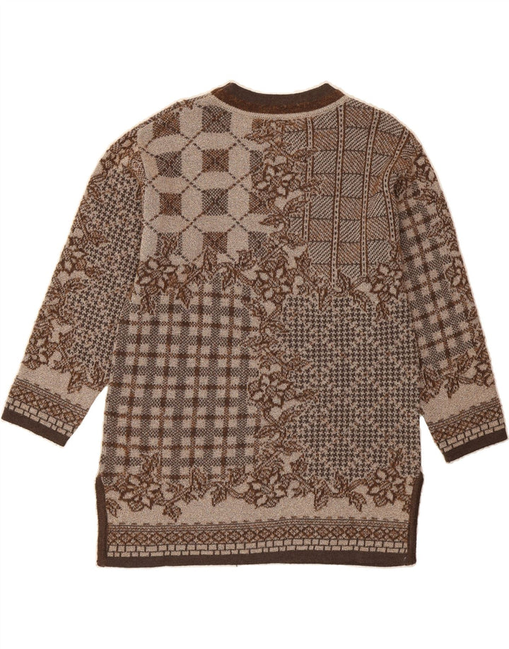 VETTA Womens Crew Neck Jumper Sweater IT 42 Medium Brown Floral Wool Vintage Vetta and Second-Hand Vetta from Messina Hembry 