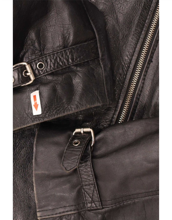 Sixty Veste en cuir pour femme UK 14 Large Noir