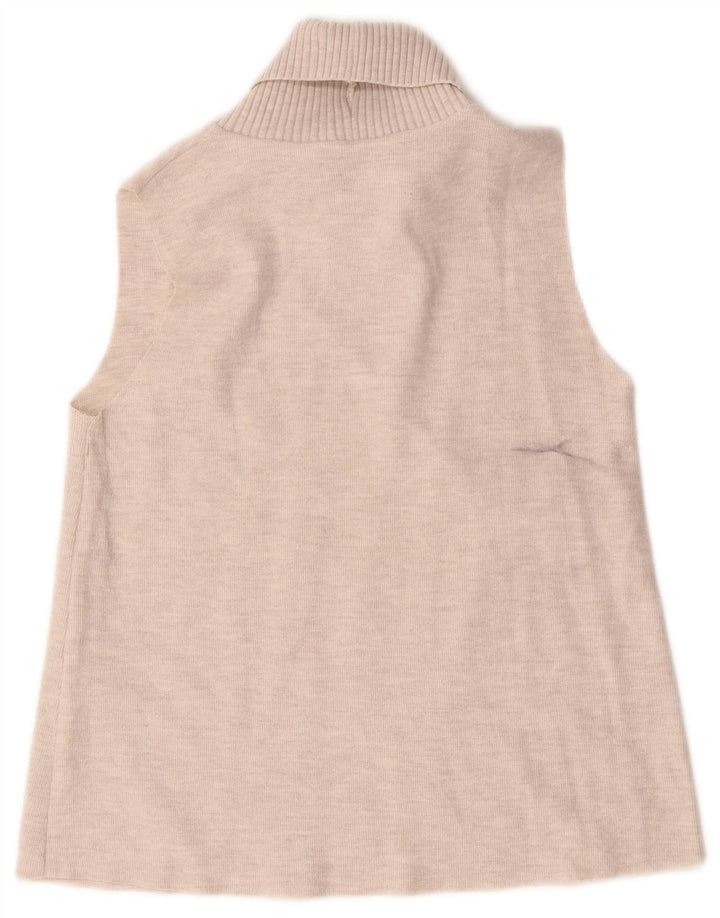 Zara Femme Débardeur Col Roulé UK 12 Coton Beige Moyen