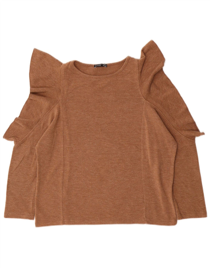 Zara Femme Haut Oversize Manches 3/4 UK 10 Petit Beige
