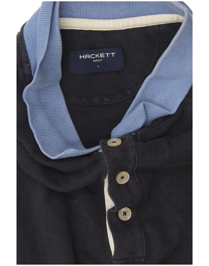 Hackett Polo Homme Large Bleu Marine Colourblock Coton